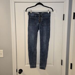 Pilcro and The Letterpress High Rise Denim Leggings With 5 Button Fly Size 26